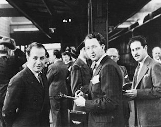 Erich Leinsdorf and Werner Lywen in Grand Central Station, NYC